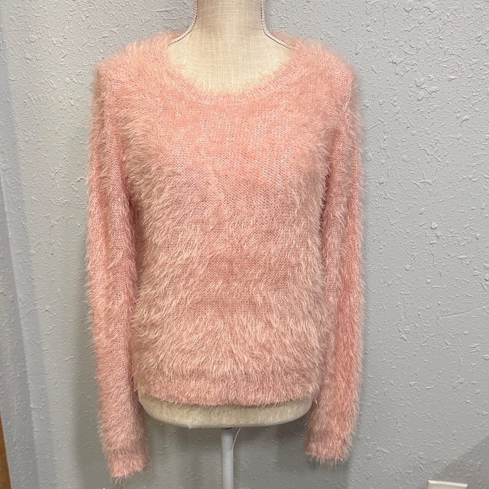 Candie's Soft Pink Fuzzy Sweater Y2K Style Size‎ Large